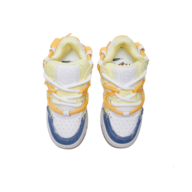 DFOA Height Increasing Lightweight Breathable Low-Top Skateboard Shoes Unisex Yellow-3