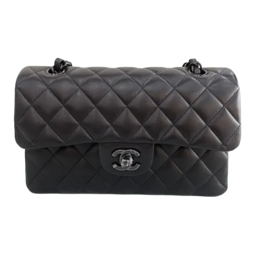 CHANEL Classic Flap CF Sheepskin Crossbody Bag, Shoulder Bag Small Size Women's Black