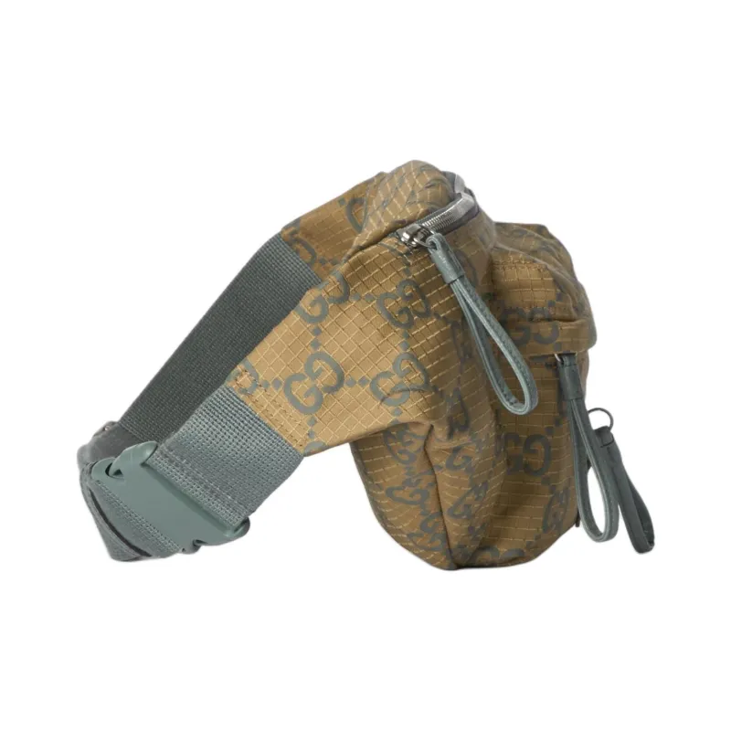 GUCCI Recycled Polyester Fanny Pack Large Size Men's Mustard Yellow/Green-2