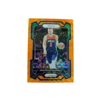 PANINI 2023 24 Prizm Celtics, Kristaps Porzingis, Orange Wave, Refractor 52/60, Player Card Pass Sports Cards 1 Pc