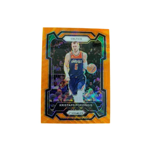 PANINI 2023 24 Prizm Celtics, Kristaps Porzingis, Orange Wave, Refractor 52/60, Player Card Pass Sports Cards 1 Pc