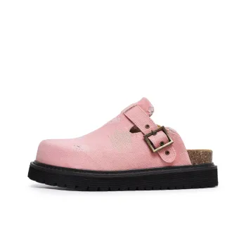 Angelmi Abrasion-Resistant Slip-Resistant Wrap-toe Slippers Unisex Denim Pink