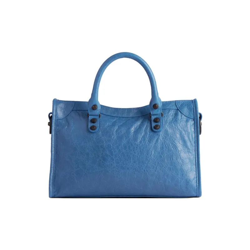 Balenciaga Lambskin Tote Bag Shopping Bag Shoulder Bag Crossbody Bag Handbag Small Size Women's Blue-3