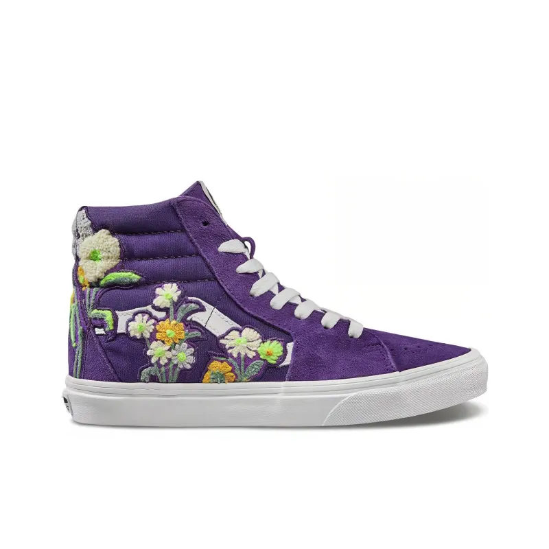 Vans SK8 HI Floral Boucle Sneaker In Violet Indigo/ True White Women's-1