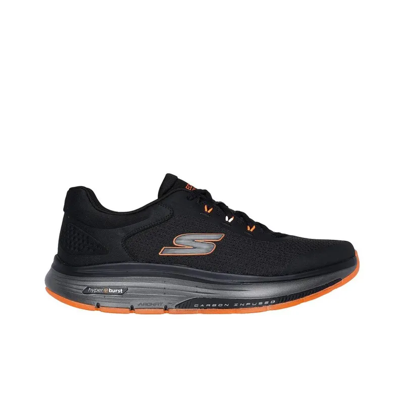 Skechers Go Walk Workout Walker Cushioned Slip-Resistant Support Low-Top Casual Running Shoes Men's Black Orange-1