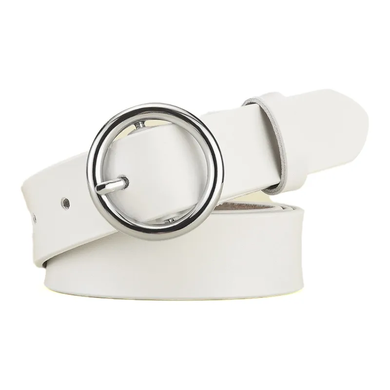 AAJF 2024 New Arrival Women's Genuine Leather Belt Versatile Round Buckle Cow Leather Belt Belt For Women's Women's-1