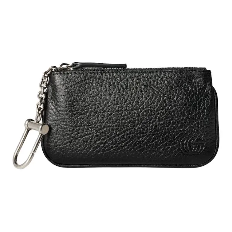 GUCCI Grained Leather Key Pouch Men's Black-1