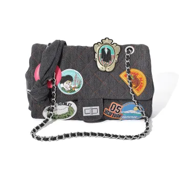 MASTER CANVAS Fabric Chain Bag Shoulder Bag Crossbody Bag Large Size Women's Gray