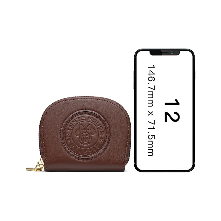 Disney Minnie Series PU Card Holder Coin Purse ID Holder Card Sleeve Business Card Holder Regular Women's Brown-3