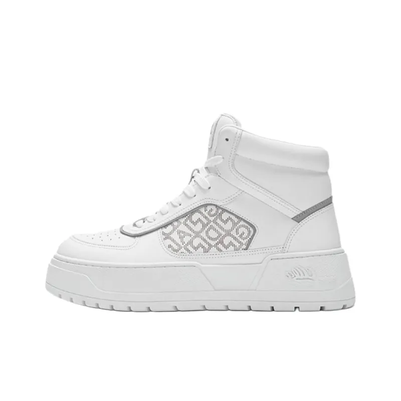 DEGAIA High-Top Skateboard Shoes Men's Raw White Light Gray-0