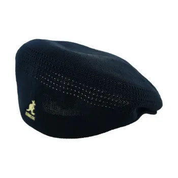 KANGOL Polyester Berets Unisex Deep Blue Gold Logo/Black Gold Logo
