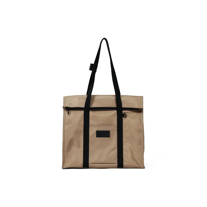 MYEDITION Polyester Computer Tote Tote Bag Shopping Bag Crossbody Handbag Shoulder Bag Large Size Unisex Black/Khaki-0