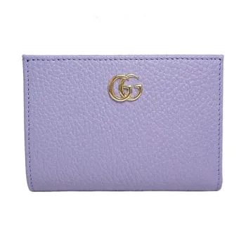 GUCCI GG Marmont Leather Wallet Mini Women's Light Purple