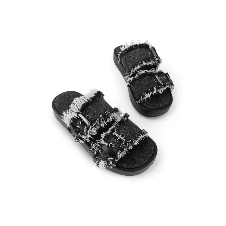 INJOYLIFE Slip Resistant Abrasion Resistant Slide Slippers Women's Black-3