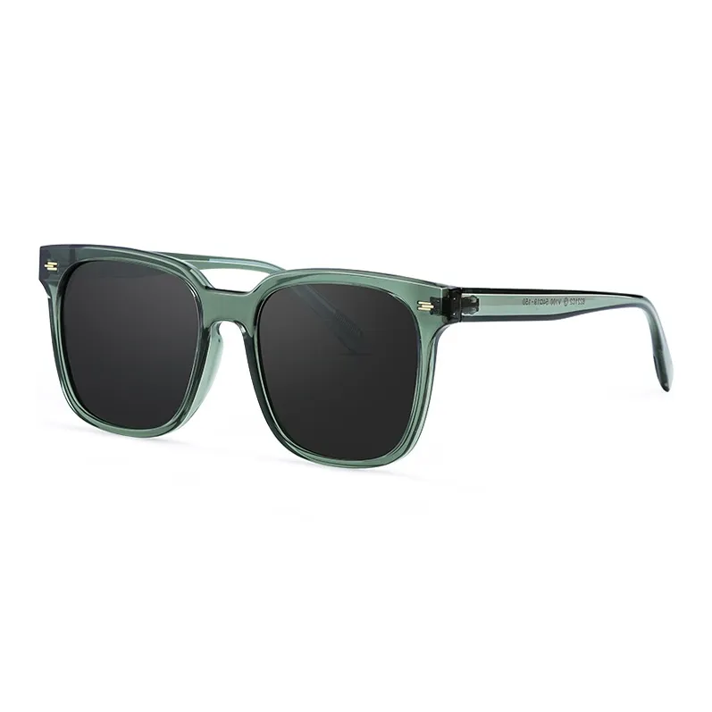 VEGOOS TR/Memory Plastic Square Sunglasses Unisex Black Frame-28