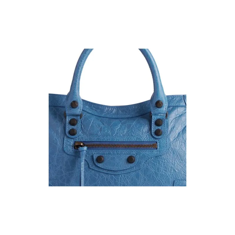 Balenciaga Lambskin Tote Bag Shopping Bag Shoulder Bag Crossbody Bag Handbag Small Size Women's Blue-5