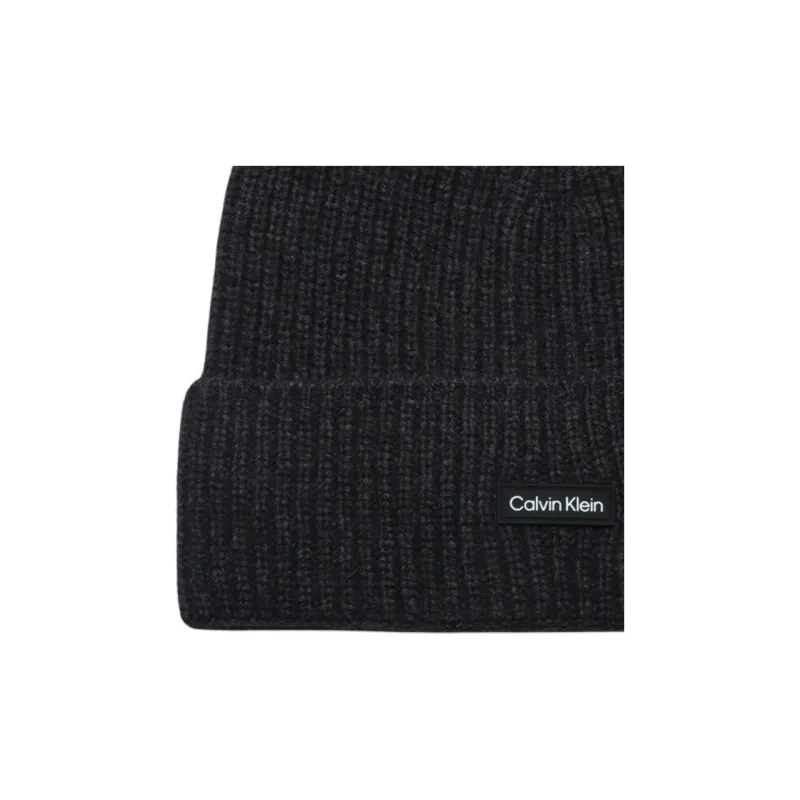 Calvin Klein Logo patch Ribbed Beanie-2