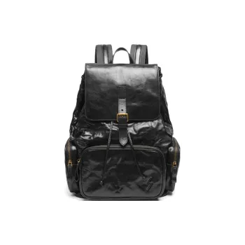 Sharkborough Tree Gum Vegetable Tanned Cowhide With Hand Grab Texture Backpack Tubas Men's Black Coffee