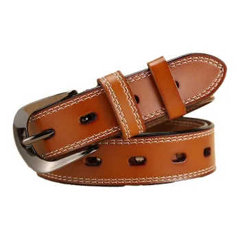 AAJF 2024 New Arrival Versatile Women's Genuine Leather Belt-Simple Black Pin Buckle Wide Belt For Women's Women's