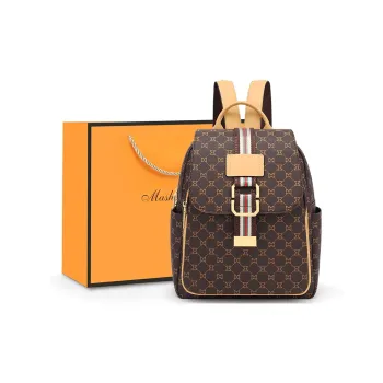 MashaLanti PVC And Synthetic Leather Backpack Regular Women's Dark Brown & Apricot/Apricot/Coffee