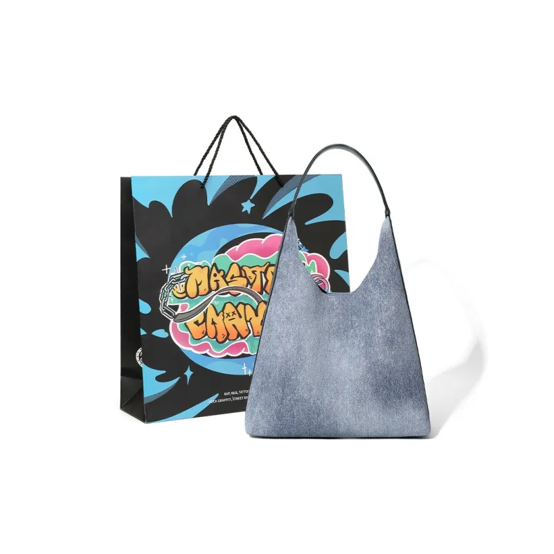MASTER CANVAS Fabric Tote Handbag, Shoulder Bag Women's Denim Blue-1