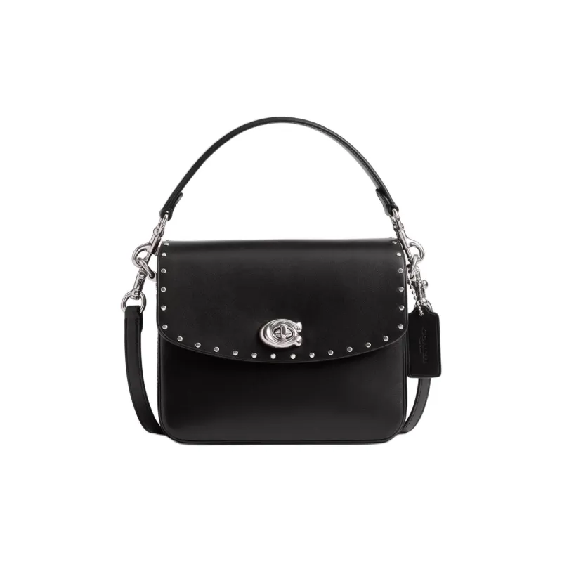 COACH Cassie Refined Calfskin Handbag, Shoulder Bag, Crossbody Bag Trumpets Women's Black-0