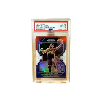 PANINI Stephen Curry 2021 Warriors Prizm Tricolor Refractor PSA 8 Player Card Graded Cards 1 Pc