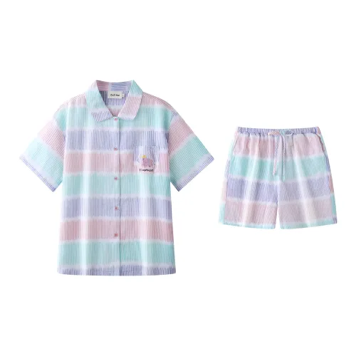 Wabi Town Pajama Set Women's Dopamine Dressing Stripes