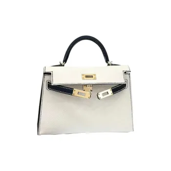 HERMES Mini Kelly Epsom Leather Shoulder Bag Crossbody Bag Handbag Mini Women's Black White