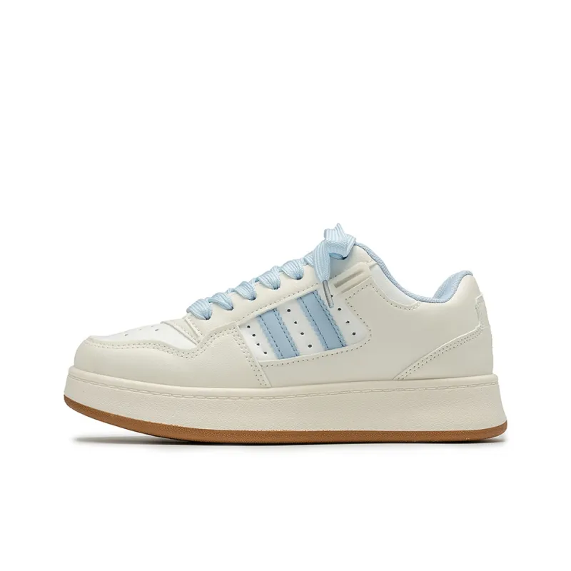 SHUXIAOBEI Anti Slip And Wear Resistant Lightweight Low Top Skateboard Shoes Unisex White Blue-0