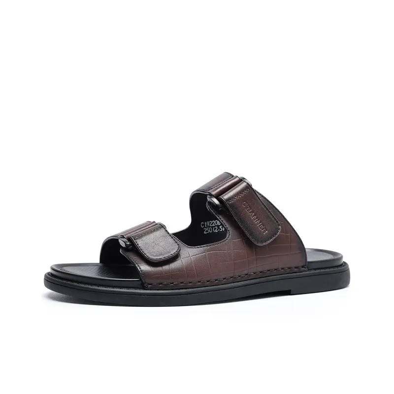 C°BANNER Rubber Sole Odor Resistant Slide Slippers Men's Brown-1