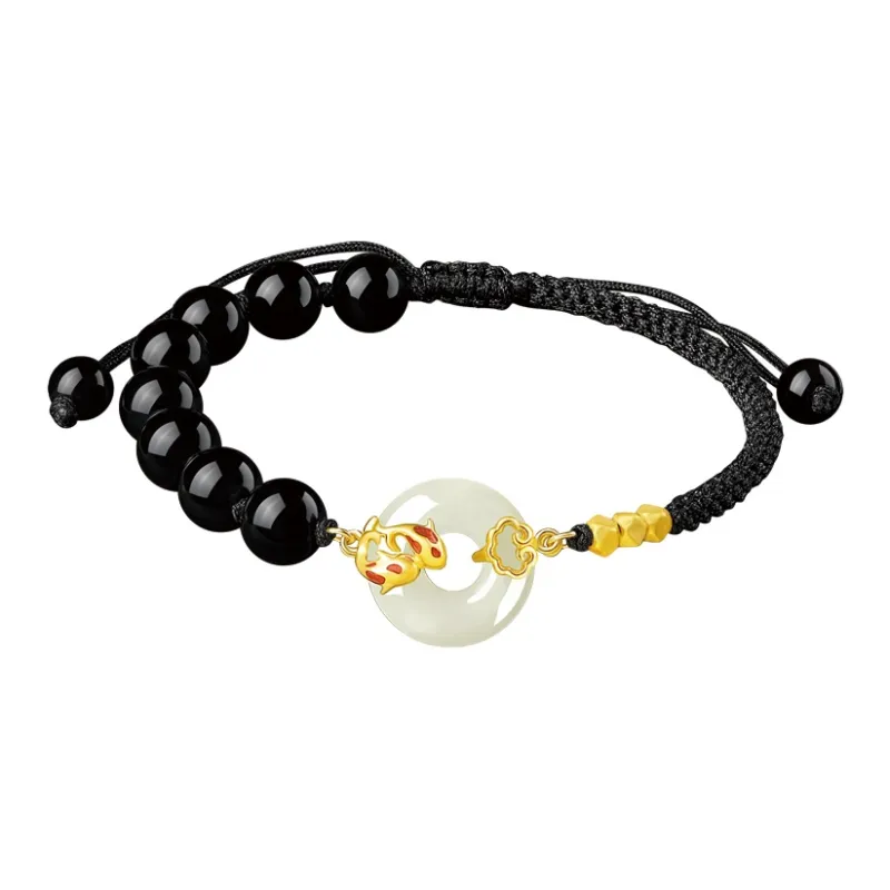 Yi Mingju Bracelets Pale Greenish White Jade Unisex-5