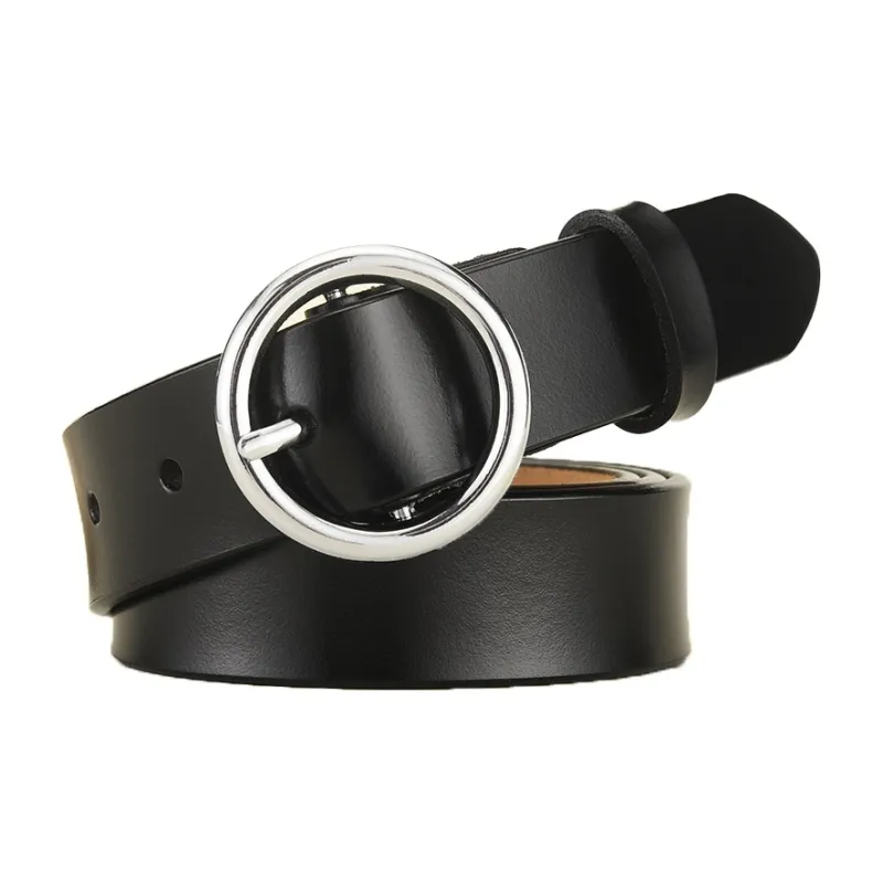 AAJF 2024 New Arrival Women's Genuine Leather Belt Versatile Round Buckle Cow Leather Belt Belt For Women's Women's-4