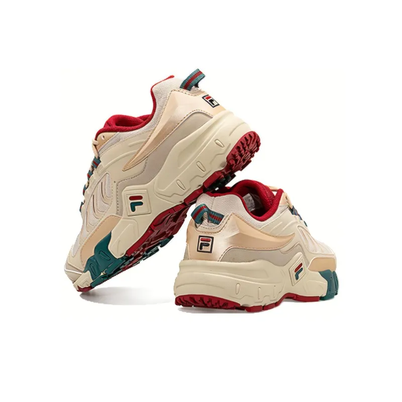 FILA FUSION Fila Retro Running Shoes Golden/Red/Green Women's-3