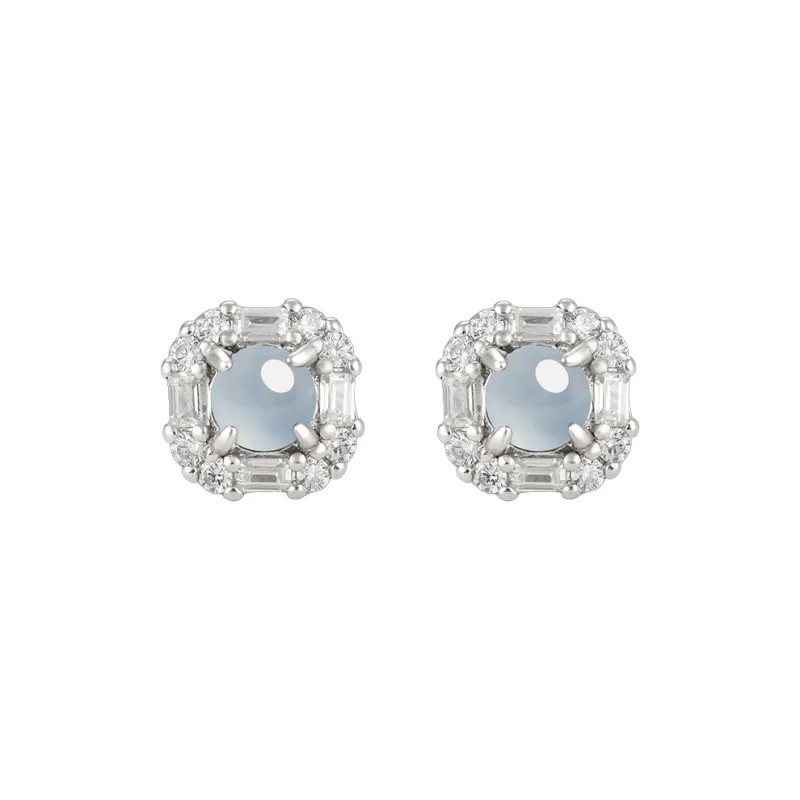 Purple Muli Ice Glutinous Blue Water Jadeite Stud Earrings Women's-6