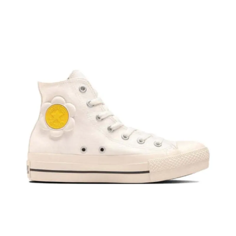Converse ALL STAR PLTS FLOWERPATCH HI Abrasion Resistant Breathable High Top Canvas Shoes Women's Beige-1