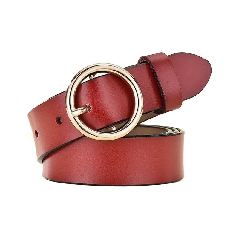 AAJF 2024 New Arrival Women's Genuine Leather Belt Versatile Round Buckle Cow Leather Belt Belt For Women's Women's-9