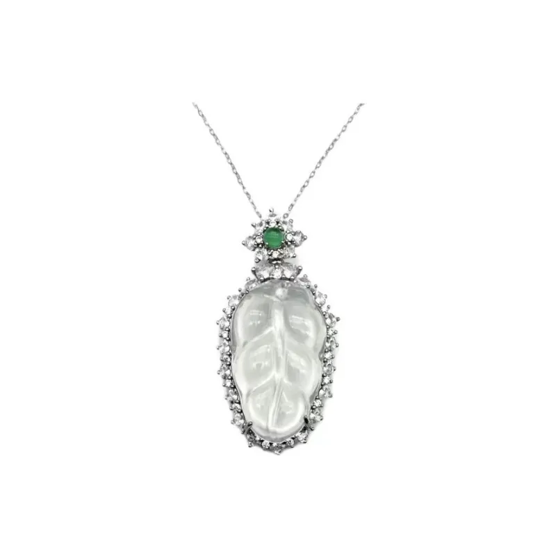 Green Craftsman Chalcedony Jade Necklaces Women's-0