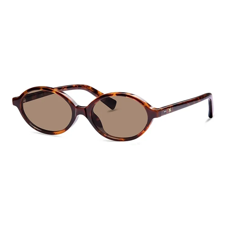 LOHO Plate Frame Oval Travel Photography Bookworm Sunglasses Trendy Slim Frame Unisex Tortoiseshell Black-5