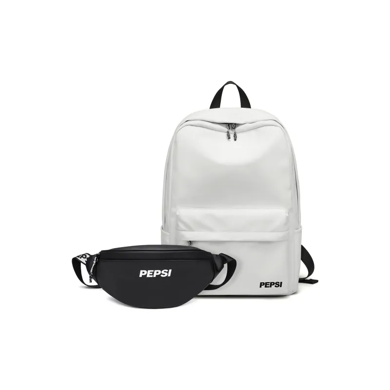 Pepsi Collaboration Water Repellent PU One Shoulder Backpack Fanny Pack Large Size Unisex Black/White-27