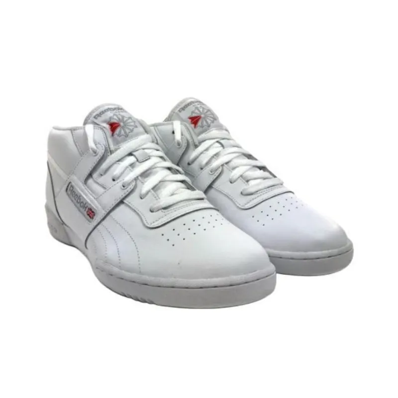 Reebok ClassicOthers Anti-Slip Wear-Resistant Mid-Top Casual Shoes Men's White Red-3