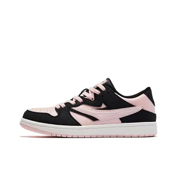 QIAODAN Cushioned Wear Resistant Lightweight Breathable Slip Resistant Low Top Skateboard Shoes Women's Pink Black