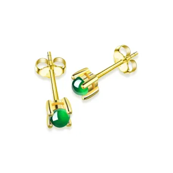 Purple Muli Ice Glutinous Emerald Jadeite Stud Earring Women's