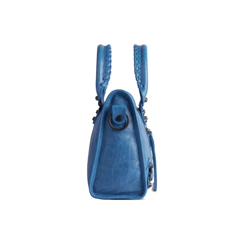 Balenciaga Lambskin Tote Bag Shopping Bag Shoulder Bag Crossbody Bag Handbag Small Size Women's Blue-4