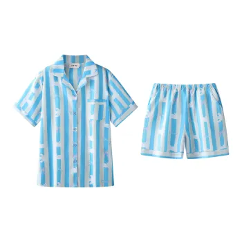 Wabi Town Pajama Set Women's Blue White Blue White Bowknot Little Sheep