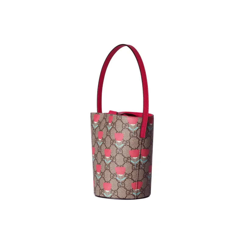 GUCCI Supreme Canvas Bag, Bucket Bag, Handbag Kids' Pink & Ebony-1