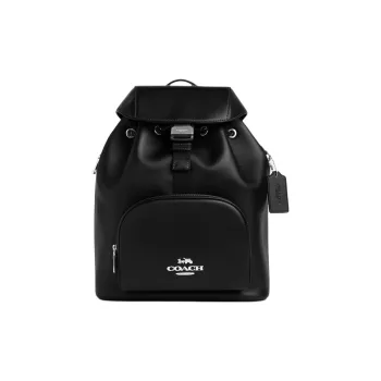 COACH Refined Calfskin Backpack Tubas Unisex Silver & Black