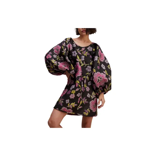 FREE PEOPLE Long-Sleeved Dresses Women's Black And Pink/Black/Pink