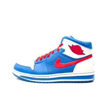 Jordan Alpha 1 Cushioning Wear-Resistant High-Top Vintage Basketball Shoes Men's Blue Red