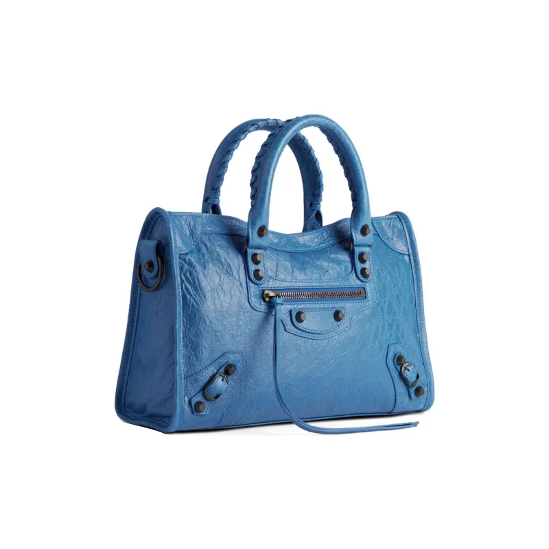Balenciaga Lambskin Tote Bag Shopping Bag Shoulder Bag Crossbody Bag Handbag Small Size Women's Blue-2